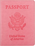 Passport Holder for Travel Men Women - Passport Cover, Passport Wallet Case Travel Essentials Travel Must Haves Accessories Blocking Leather Card Slot Protector for Stocking Stuffers Gifts, Pink