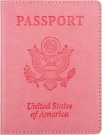 Passport Holder for Travel Men Women - Passport Cover, Passport Wallet Case Travel Essentials Travel Must Haves Accessories Blocking Leather Card Slot Protector for Stocking Stuffers Gifts, Pink