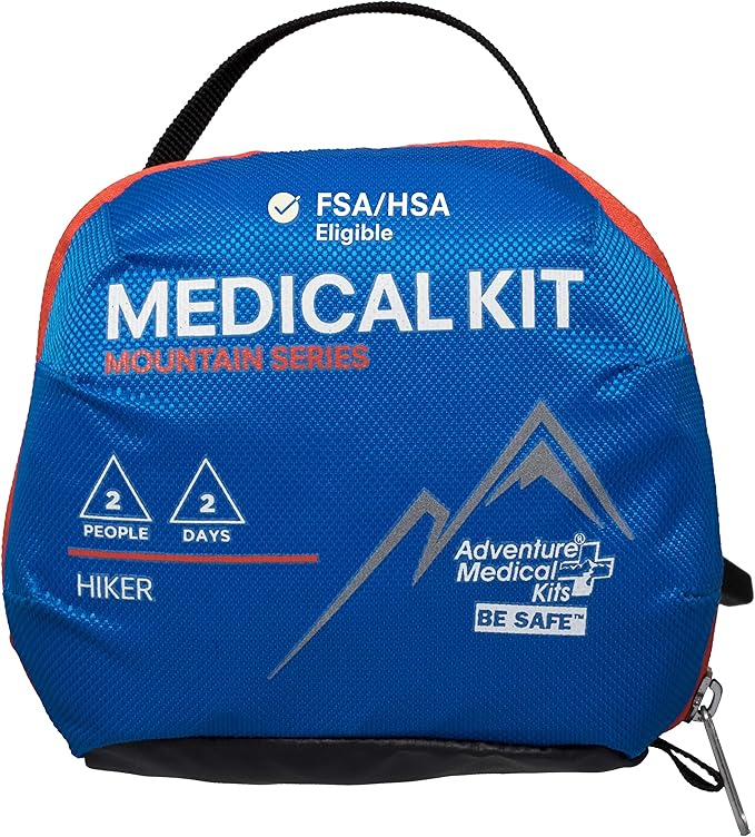 Adventure Medical Kits Mountain Series Medical Kit - Hiker - Emergency Medical First Aid Kit - For 2 People for 2 Days - Comes with a Trauma Pad, Medicine, Guide Book & More