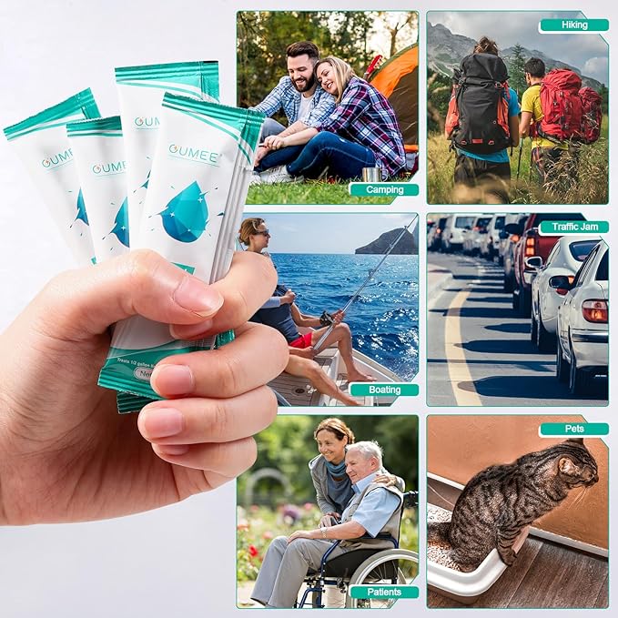 Lemon Portable Toilet Gel, Poo Gel for Potty, Camping Toilet Powder for Bucket, Eco Absorbent Gelling, Portable Urine Packets for Outdoor Recreation Supplies(50)