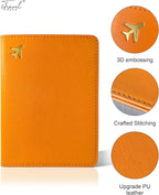 Passport Holder for Travel Essentials,RFID Blocking Passport Cover Case for Travel Accessories,Travel Wallet for Women Men (Orange)