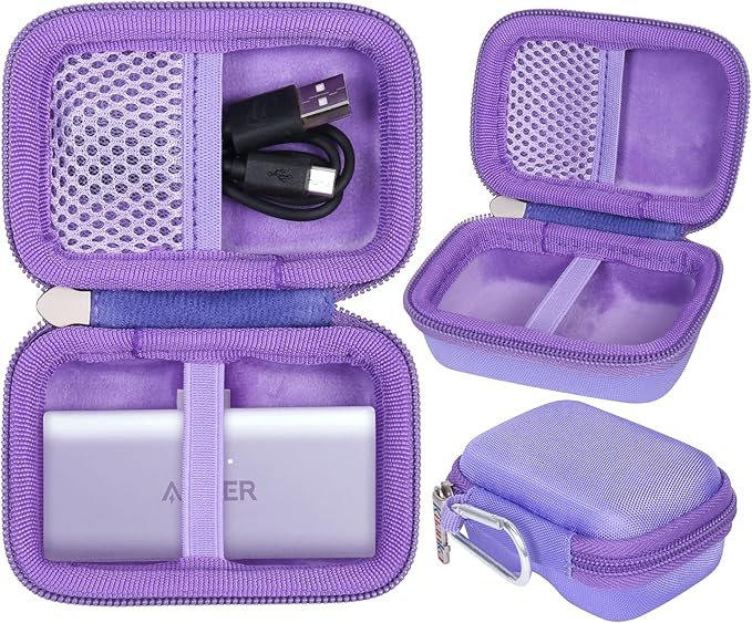 khanka Hard Travel Case Replacement with Anker 621 Nano Power Bank,5,000mAh Portable Charger,Case Only (Purple)