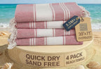 LANE LINEN Beach Towel Set of 4, Turkish Beach Towel Set, Pre-Washed Pool Towels, Quick Dry Travel Beach Towel, Extra Large Beach Towels Oversized, 39"x71" - Cashmere Rose