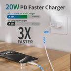 for iPhone 14 13 12 11 Charger Fast Charging [MFi Certified], 3-Pack 20W PD USB C Wall Charger Block with 6.6ft USB C to Lightning Cable Compatible with iPhone 14 Pro Max/Pro/Plus/Mini/iPad & More