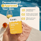 FOMIN - Antibacterial Paper Soap Sheets for Traveling - 100 Lemon Portable Hand Soap Sheets for Travel in Tin - Dissolvable Mini Portable Travel Soap Sheet for Hand Washing, Camping and Hiking