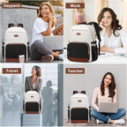 Focdod Laptop Backpack for Women Bookbag: 15.6 inch Work Backpacks with Pouch Pocket for Large Capacity Cup & USB Charger College Book Bag Travel Business Nurse Teacher Bookbags Anti-theft Back Pack