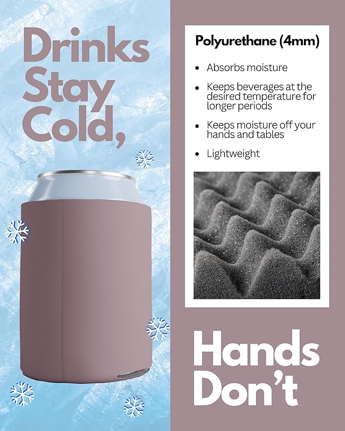 PartyPrints 1000 Pack Dusty Rose Blank Can Cooler Sleeves, Customizable Bulk Can Coolers, Extra-Thick Collapsible Drink Insulator Sleeve, Beer Can Coolers for Party Beverages