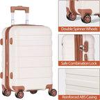SUPER DEAL 21 Inch Carry On Luggage, Expandable Hardshell Spinner Suitcase with 360-Degree Wheels Height Adjustable Handle for Travel Business Trip, Cream White