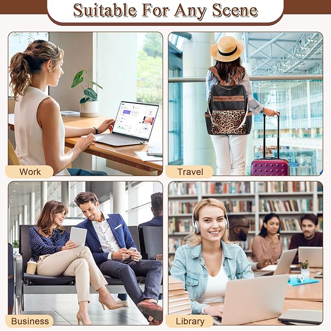 AGLOD Vegan Leather Laptop Backpack for Women 15.6 Inch Work Backpack Purse for Travel College