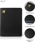 Passport Holder for Travel Essentials,RFID Blocking Passport Cover Case for Travel Accessories,Travel Wallet for Women Men (Black)