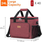 Lifewit Large Lunch Bag, Insulated Lunch Box, Soft Cooler Cooling Tote for Adult Men Women, Burgundy 40-Can (24L)