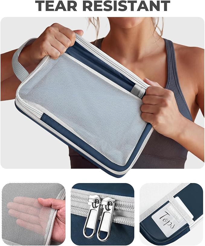 Percover Compression Packing Cubes 6-Piece Set, Packing Cubes Compression for Travel with Multi-Size Organization, Travel Organizer for Carry On & Checked Luggage, Navy Blue