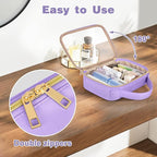 Wedama TSA Approved Toiletry Bag, 3 Pack Clear Makeup Bags with Handles, Quart Size PVC Clear Cosmetic Bags for Women and Men, Carry on Airport Airline Compliant Bag, Purple