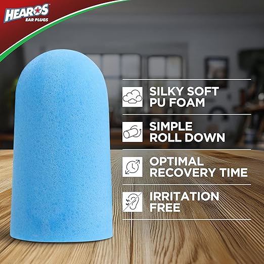 HEAROS Xtreme Foam Earplugs, 33dB NRR Ear Plugs, 100 Pairs, Foam Ear Plugs Noise Reduction & Hearing Protection