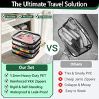 YQBRAO 2-Pack Medium Clear Hard Shell Zipper Case Black, 1.2mm Heavy-Duty Crush-Proof Makeup Bag, Versatile Diaper Bag Organizer Pouches, Rigid Clear Zipper Pouches for Toiletries, Tech & Daily Carry