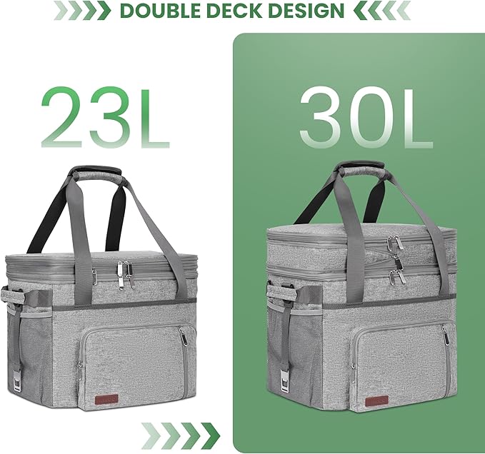 MIYCOO Cooler Bag Double Deck - 60 Can Leakproof Insulated Portable Soft Lunch Cooler, Extra Large Expandable Ice Chest Cooler for Beach, Picnic, Camping, Shopping