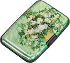 ELFISH Mini RFID Aluminum Wallet Credit Cards Holder Business Card Case Metal ID Case for Men Women(Vase Rose)