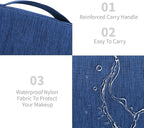 Lcsmaokin Large Capacity Toiletry Bag Travel Bag with Hanging Hook for Men and Women Waterproof Travel Cosmetic Bag Bathroom Storage Bag for Brushes Set, Full-Sized Shampoo, Toiletries, (Navy Blue)