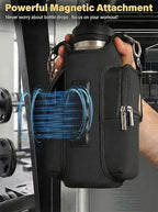 Magnetic Gym Bag for Women Men, Neoprene Water Bottle Carrier Bag with Strap fits 18-40oz, Crossbody Bag with Pockets