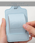 3 Pack Luggage Tags - Quick Install, Privacy Protection, Airplane Travel Essentials for Suitcases, Durable Leather - Lichee Cyan