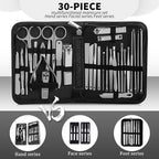 Manicure Set Professional Set Nail Clippers Pedicure Kit-30 Pieces Stainless Steel Manicure Kit, Grooming Kit Nail Care Tools with Luxurious Travel Case Silver
