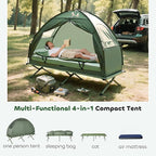 Outsunny Camping Tent Cot, Folding Tent Cot Combo with Mattress, Pillow, Sleeping Bag, Roller Carrying Bag, Off Ground Travel Camp Cot for Hiking, Backpacking