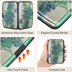 ELFISH Mini RFID Aluminum Wallet Credit Cards Holder Business Card Case Metal ID Case for Men Women(Iris Flower 2#)