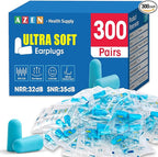 AZEN 300 Pairs Ear Plugs, NRR 32dB Soft Foam Ear Plugs for Sleeping Noise Cancelling, Earplugs for Concerts Shooting Swimming Noise Reduction,Individually Wrapped (Lake Blue)
