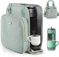 BAGSPRITE Coffee Maker Travel Bag Compatible with Keurig K-Mini Mate, Full Open Carrying Case with Quilted Padded Soft Microfiber, K--Cup Single Serve Coffee Maker Bag with Pod Organizer, Mug Pockets
