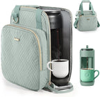 BAGSPRITE Coffee Maker Travel Bag Compatible with Keurig K-Mini Mate, Full Open Carrying Case with Quilted Padded Soft Microfiber, K--Cup Single Serve Coffee Maker Bag with Pod Organizer, Mug Pockets