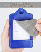 Teskyer Luggage Tags, 3 Pack Premium PU Leather Luggage Tags Privacy Protection Travel Bag Labels Suitcase Tags