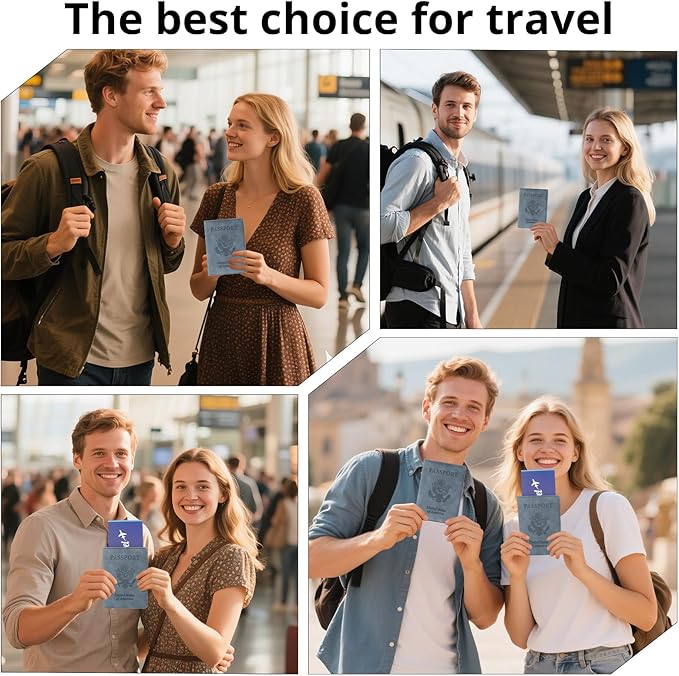 Passport Holder for Travel Essentials,RFID Blocking Passport Cover Wallet Card Case for Women and Men (Navy Gray)