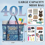 Fammart Mesh Beach Bag, Large Beach Tote with Zipper Pocket, Toys Pool Bag for Family Travel Vacation Cruise Essentials