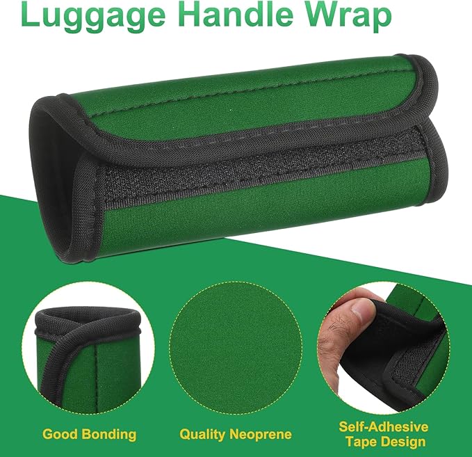 uxcell 3 Pcs Luggage Handle Wrap for Suitcase, Neoprene Handbag Grip Cover Protector Luggage Identifiers Suitcase Handle Wraps for Luggage Shopping Bag Travel Bags, Green