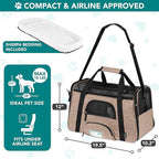 PetAmi Airline Approved Pet Carrier for Cats & Small Dogs, Soft Sided TSA Travel Carrier Bag with Sherpa Bed, Breathable Mesh Ventilation, Collapsible Bowl, Up to 18 lbs, Large Heather Taupe