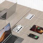 Table Power Outlet Hub PD20W USB-C Fast Charging Station, Recessed Outlet with 2AC Outlets and USB Ports for Conference Room Kitchen Countertop, White