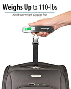 Fosmon Digital Luggage Scale, Digitial LCD Display Backlight Baggage Scale with 110lbs Capacity, Portable Stainless Steel Hanging Luggage Weight Scale with Tare Function for Travelers - Silver