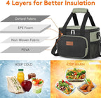 Lifewit Medium Lunch Bag, Insulated Lunch Box, Soft Cooler Cooling Tote for Adult Men Women, Black and Green 12-Can (9L)