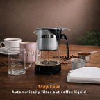 Pour Over Coffee Maker Set, 304 Stainless Steel Coffee Dripper with On/Off Switch, Borosilicate Glass Small Coffee Pot, 50 Filter Papers, Multi-Functional Immersion Drip Cafe Brewer Machine (1, 250ml)