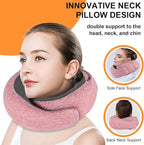 Travel Pillow - Hooded Neck Pillow Airplane Memory Foam Filling for Plane, Cars Sleeping, Road Trip, Long Flights, Portable Plane Accessories, Includes Eye Mask & Earplugs (Red)