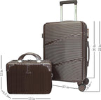 World Traveler VentureX Airline Approved 2-Piece Carry-On Luggage Set – Lightweight Hardside Polycarbonate Suitcase with Spinner Wheels - Brown