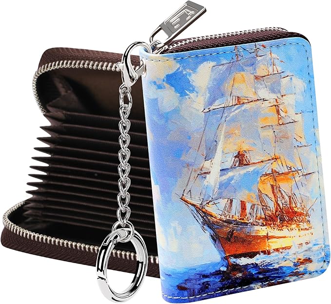 FurArt Zipper Wallet Women, RFID Blocking Credit Card Wallet, Business Card Holder, Compact Size KeyChain Wallet