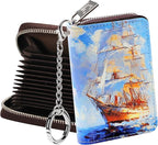 FurArt Zipper Wallet Women, RFID Blocking Credit Card Wallet, Business Card Holder, Compact Size KeyChain Wallet