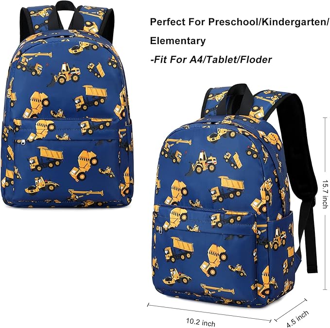 CAMTOP Preschool Backpack for Kids Boys Toddler Backpack Kindergarten School Bookbags (Engineering Navy)