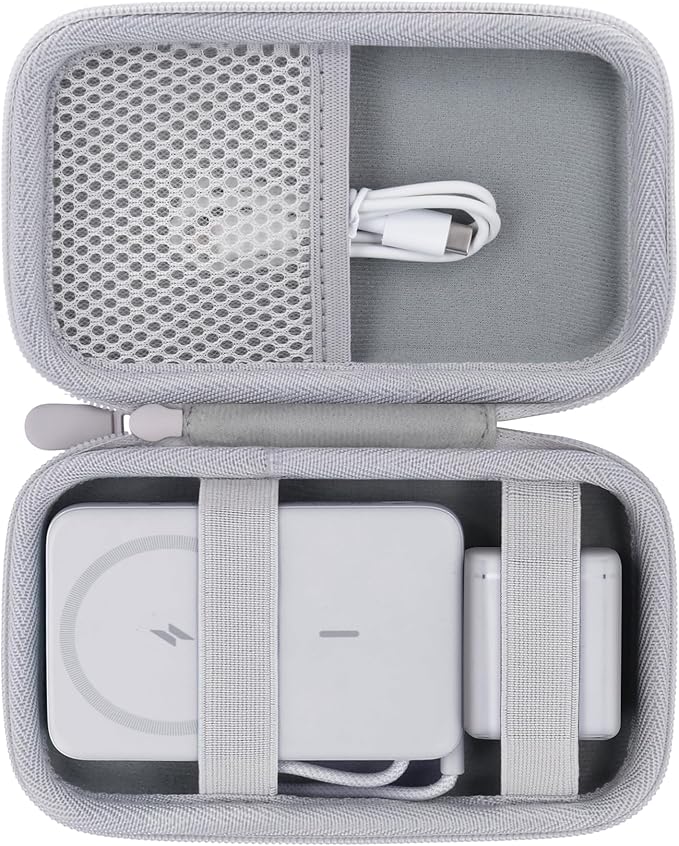 co2CREA Case for Anker Zolo Magnetic Power Bank Wireless Portable Charger, Hard Travel Case Compatible with Anker 5,000mAh / 10,000mAh Magsafe Battery Pack (White Case)