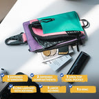 VULKIT Water-Resistant Keychain Wallet with Lanyard for Men and Women, Outdoor Zipper Pouch Wallet with Clear ID Window, for Hiking, Fishing, Skateboard and any Outdoor Activities, Blush Meadow