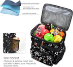 MIYCOO Lunch Bag & Lunch Box for Women Men, Double Deck Leakproof Insulated Soft Large Adult Camping Cooler bag for Work, Beach, Picnic, Travel (White Flower, 15L)