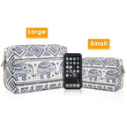 Narwey Cute Makeup Bag Travel Cosmetic Bag Organizer Toiletry Bag Make Up Bags with Compartments for Women Girls (Large, Elephant)