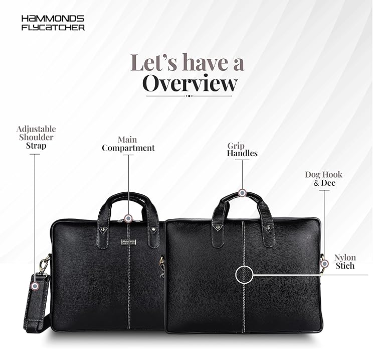 HAMMONDS FLYCATCHER Genuine Leather Laptop Bag for Men, Padded 15.6" Laptop Sleeve, Leather Messenger Bag for Men Briefcases