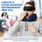 ExploreBliss Travel Pillow, Travel Pillows for Sleeping Airplane, Neck Pillow Airplane, Memory Foam Neck Pillow Set with Eye Mask, Earplugs and Storage Bag -Blue